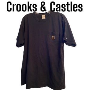 Crooks & Castles Black T- Shirt with Gold Lettering M